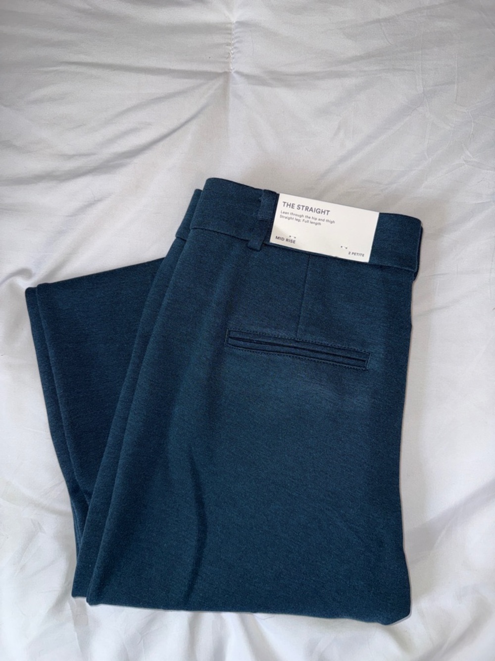 Ann Taylor The Straight Mid-Rise Trousers - Navy Blue
